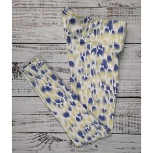 ALO YOGA Abstract Print Elastic Waistband Yoga Legging Pants White/Blue WMNS XS‎